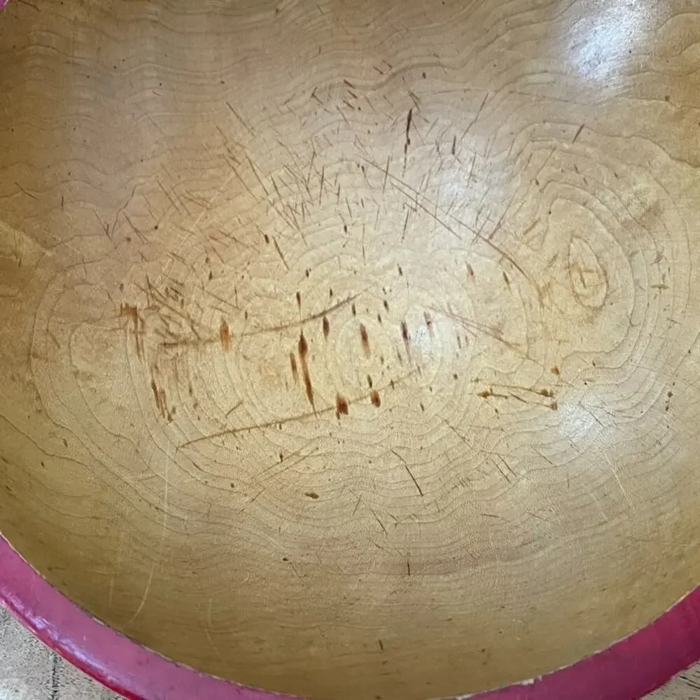 Vintage Primitive Handcrafted Wooden Bowl 11